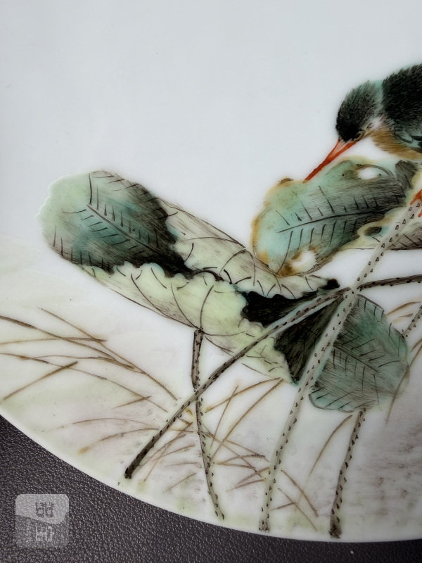 民国 粉彩花鸟图挂盘 - 图5